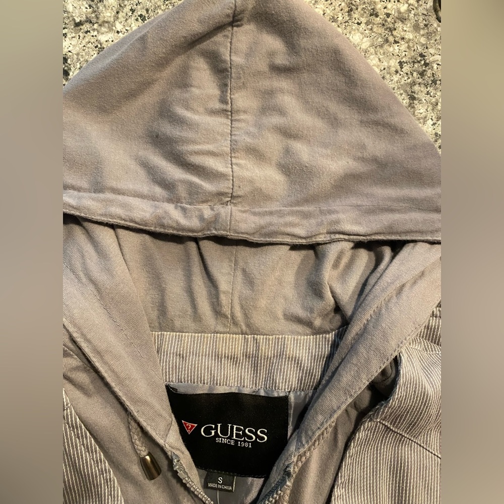 GUESS Men’s Gray Vest Zip Up Button Up Hoodie Size S - Picture 11 of 13